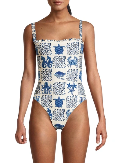 Shop Agua By Agua Bendita Limon One-piece Swimsuit In Blue