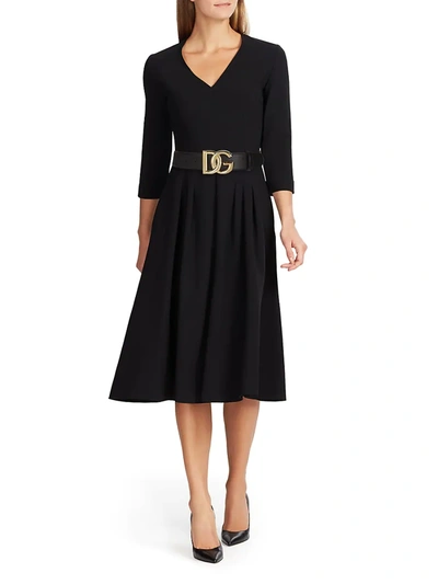 Shop Dolce & Gabbana Women's Dg Interlocking Logo Leather Belt In Black