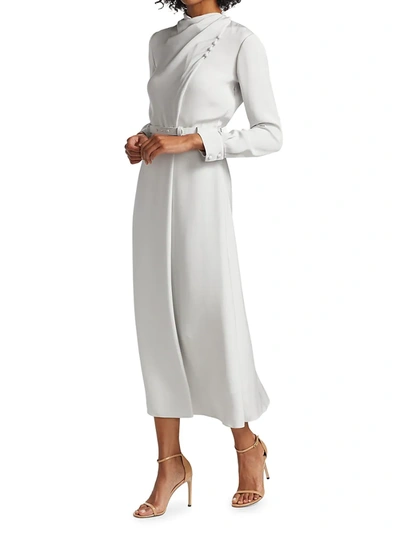 Shop Giorgio Armani Women's Silk Morrocaine Wrap Dress In Quiet Gray