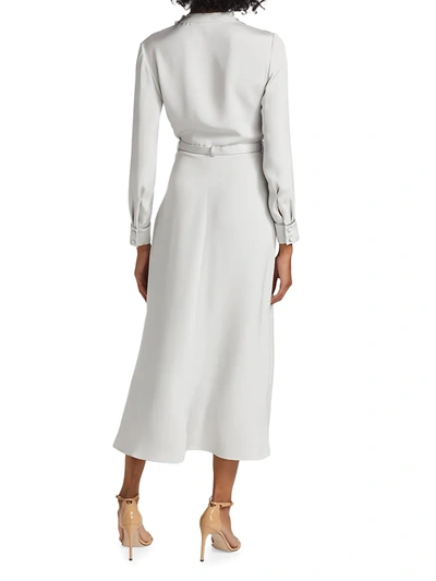Shop Giorgio Armani Women's Silk Morrocaine Wrap Dress In Quiet Gray