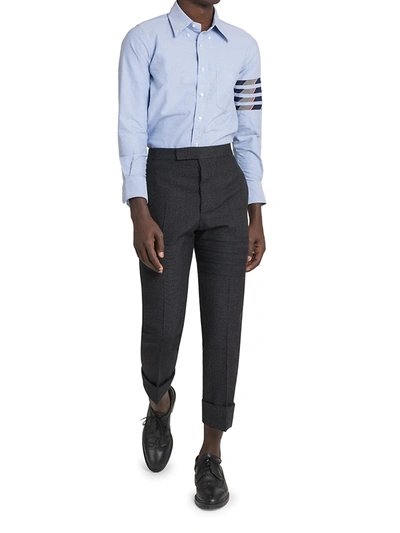 Shop Thom Browne Oxford Straight-fit Button-down Shirt In Light Blue