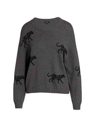 Shop Rails Perci Wild Cat Cotton-blend Sweater In Ash Jungle Cat
