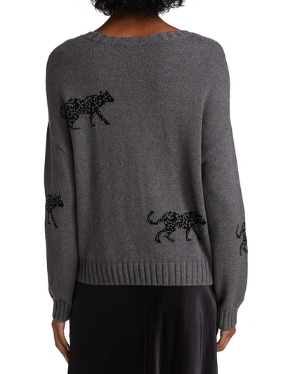 Shop Rails Perci Wild Cat Cotton-blend Sweater In Ash Jungle Cat