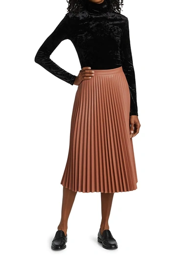 Shop Proenza Schouler White Label Pleated Faux-leather Midi-skirt In Blush