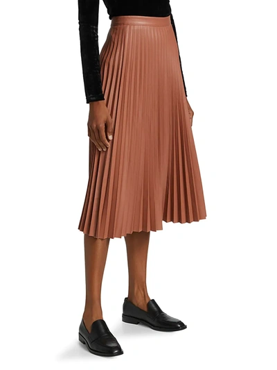 Shop Proenza Schouler White Label Pleated Faux-leather Midi-skirt In Blush