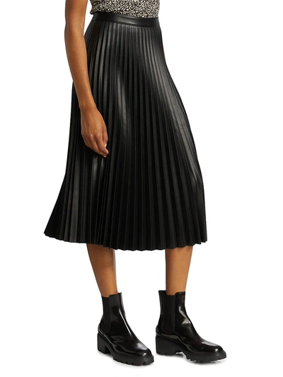 Shop Proenza Schouler White Label Women's Pleated Faux-leather Midi-skirt In Black