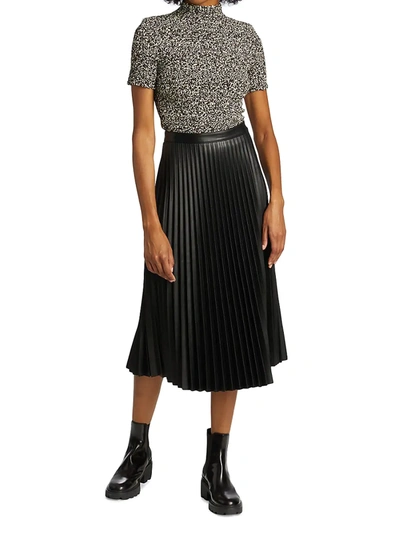 Shop Proenza Schouler White Label Women's Pleated Faux-leather Midi-skirt In Black