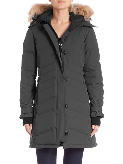 Shop Canada Goose Women's Arctic Tech Lorette Fur-trim Down Parka In Graphite