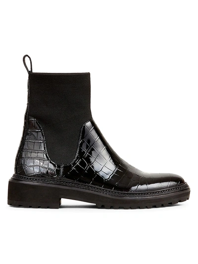 Shop Loeffler Randall Women's Bridget Embossed Leather Chelsea Combat Boots In Black