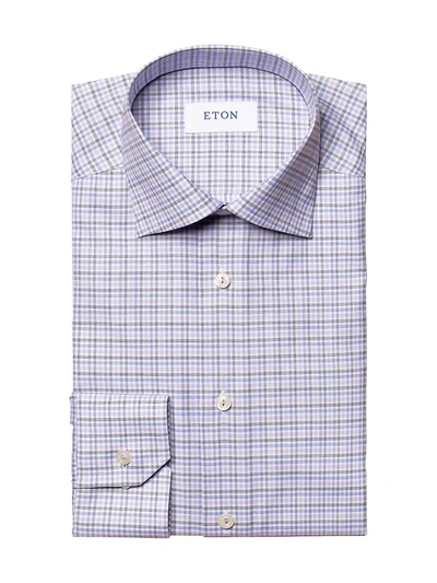 Shop Eton Men's Turning To Nature Slim-fit Check Stretch Shirt In Purple
