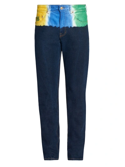 Shop Versace Jeans Couture Tie-dye Corduroy & Denim Pants In Indigo