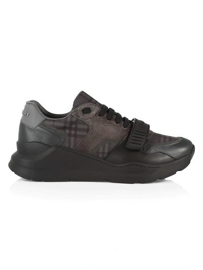 Shop Burberry Ramsey Check Low-top Sneakers In Dark Charcoal