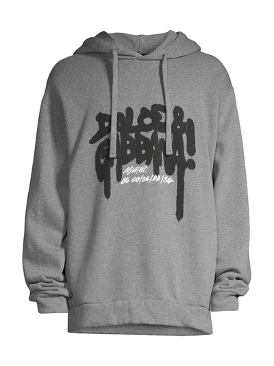 Shop Dolce & Gabbana Spray Logo Hoodie Sweatshirt In Grey