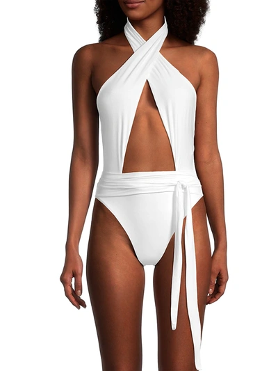 Shop Pq Women's  X Vale Genta Alex Twist One-piece Swimsuit In White