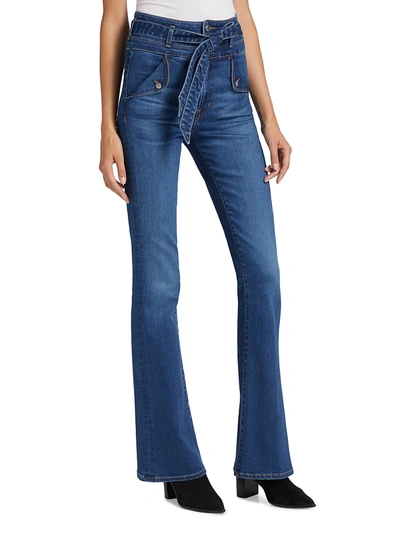 Shop Veronica Beard Giselle High-rise Skinny Flared Jeans In Bright Blue