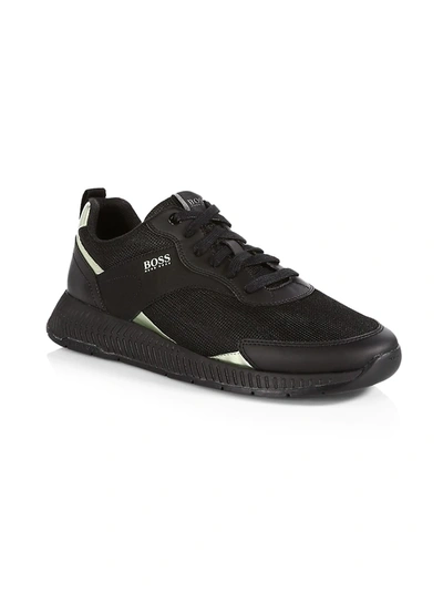 Shop Hugo Boss Titanium Mesh Sneakers In Black
