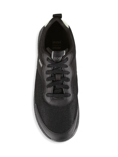 Shop Hugo Boss Titanium Mesh Sneakers In Black
