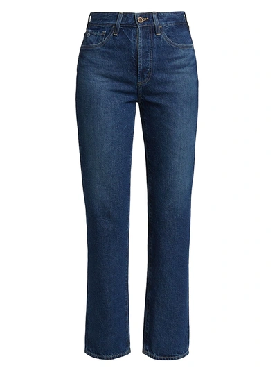 Shop Ag Alexxis High-rise Straight-leg Jeans In Dark Blue