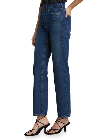 Shop Ag Alexxis High-rise Straight-leg Jeans In Dark Blue