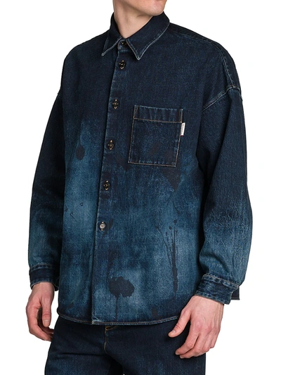 Shop Marni Lucky Charms Denim Shirt In Blue Black