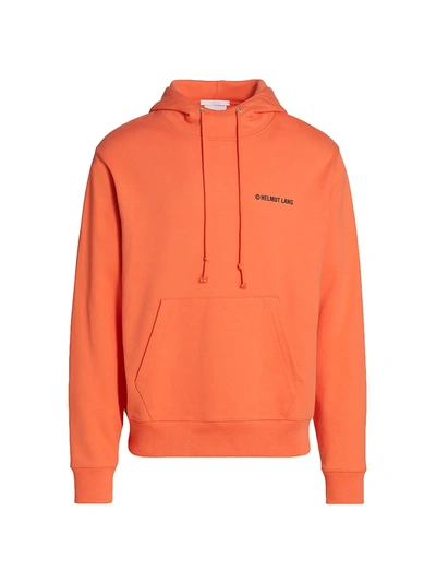 Shop Helmut Lang Logo Hoodie Sweatshirt In Industrial Orange