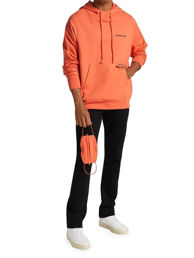 Shop Helmut Lang Logo Hoodie Sweatshirt In Industrial Orange