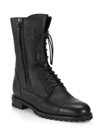 Shop Manolo Blahnik Women's Lugata Leather Combat Boots In Black