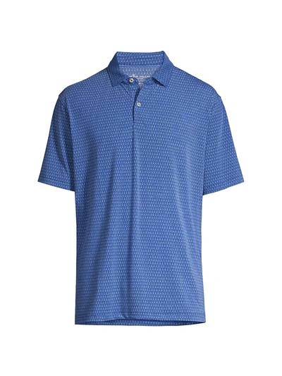 Shop Peter Millar Men's Spread Collar Polo Shirt In Atlantic Blue