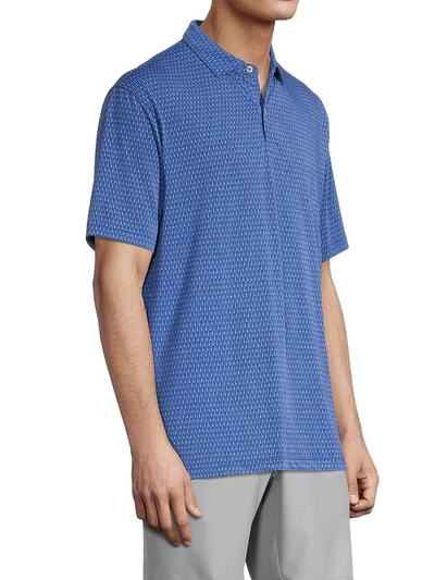 Shop Peter Millar Men's Spread Collar Polo Shirt In Atlantic Blue