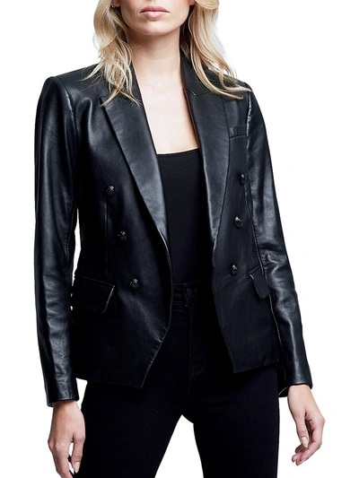 Shop L Agence Women's Kenzie Lambskin Blazer In Black