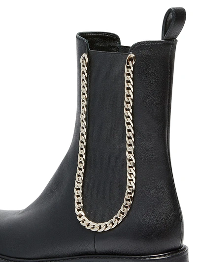 Shop Aquazzura Women's Mason Chain-link Leather Booties In Black