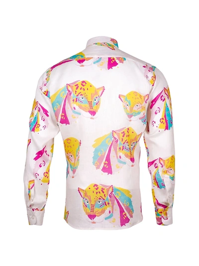 Shop Giuseppe Annunziata Men's Panther Print Long-sleeve Shirt In Pink