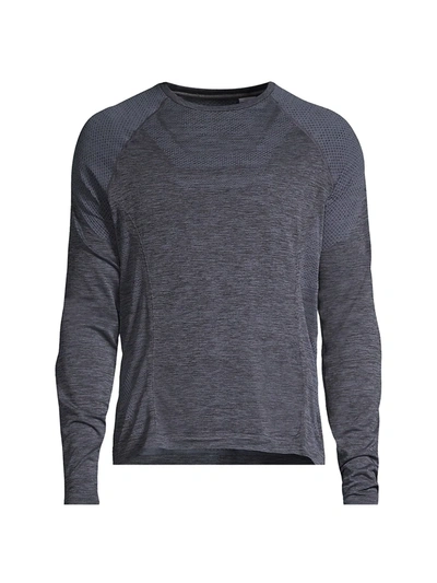 Shop Alo Yoga Men's Amplify Seamless Long-sleeve T-shirt In Black Heather