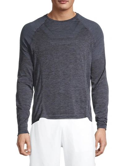 Shop Alo Yoga Men's Amplify Seamless Long-sleeve T-shirt In Black Heather