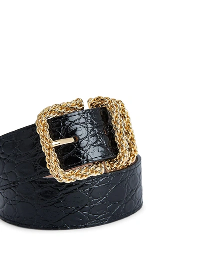 Shop By Far Women's Katina Circular Croc-embossed Leather Belt In Black