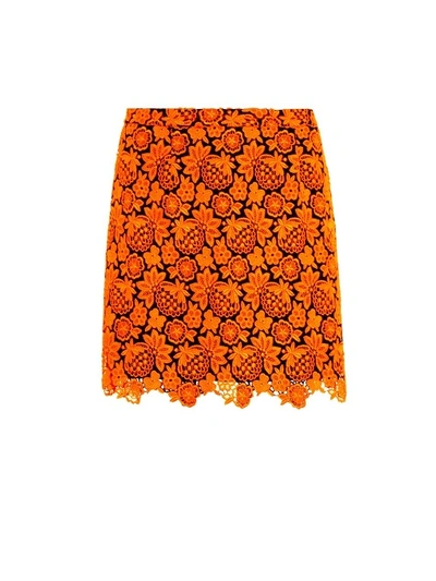 Christopher Kane Floral-lace Mini Skirt In Orange