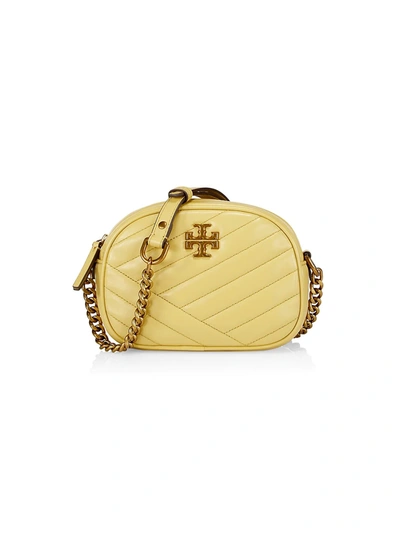 Shop Tory Burch Kira Small Chevron Leather Camera Bag In Beeswax