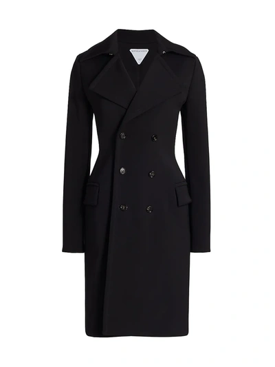 Shop Bottega Veneta Wool Double-breasted Coat In Black