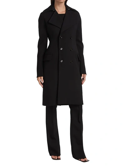 Shop Bottega Veneta Wool Double-breasted Coat In Black
