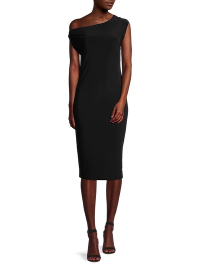 Shop Norma Kamali Women's Drop Shoulder Sheath Dress In Black