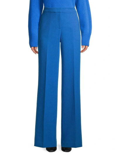 Shop Lafayette 148 Dalton Wide-leg Pants In Ultra Marine