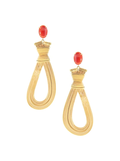 Shop Silvia Furmanovich Women's 18k Yellow Gold, Coral & Bamboo Drop Earrings