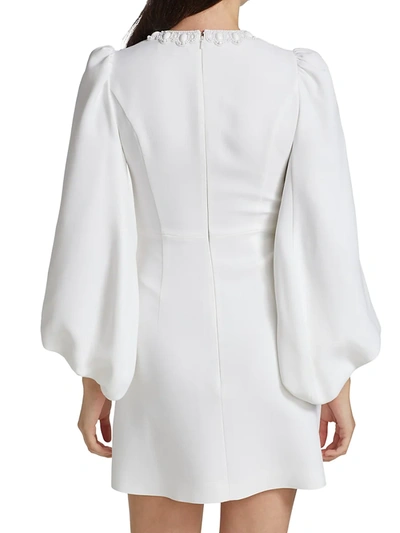 Shop Andrew Gn Women's Lattice Ruffle Puff-sleeve Minidress In Optical White