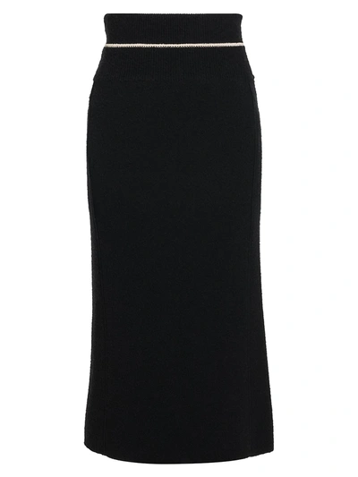 Shop Moncler 2  1952 Double-knit Wool Pencil Skirt In Black