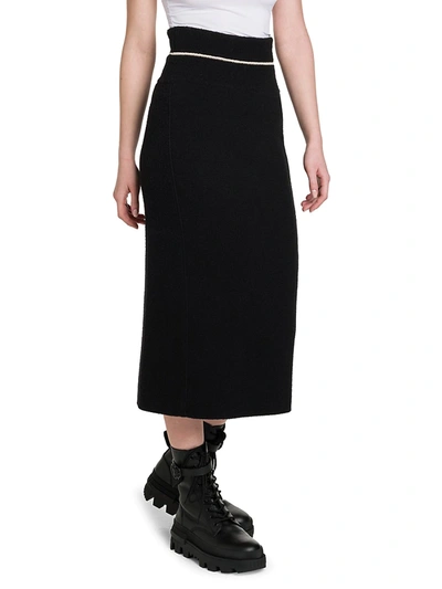 Shop Moncler 2  1952 Double-knit Wool Pencil Skirt In Black