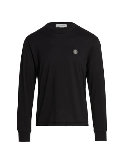 Shop Stone Island Crewneck Long-sleeve T-shirt In Black