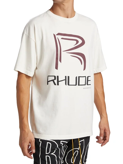 Shop Rhude Raceway Graphic T-shirt In Cream