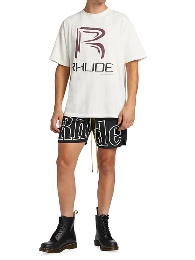 Shop Rhude Raceway Graphic T-shirt In Cream