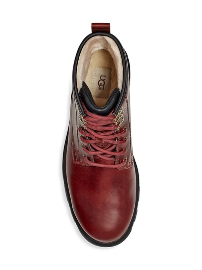 Shop Ugg Kirkson Leather Lace-up Boots In Burgundy