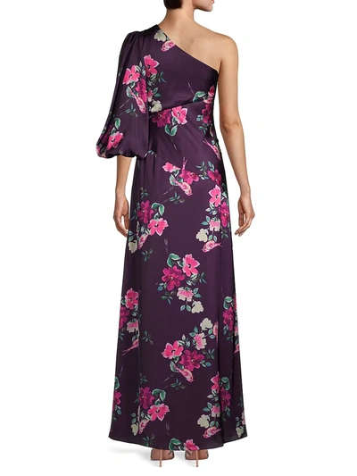 Mac Duggal Leena Floral One-shoulder Gown In Plum Floral | ModeSens